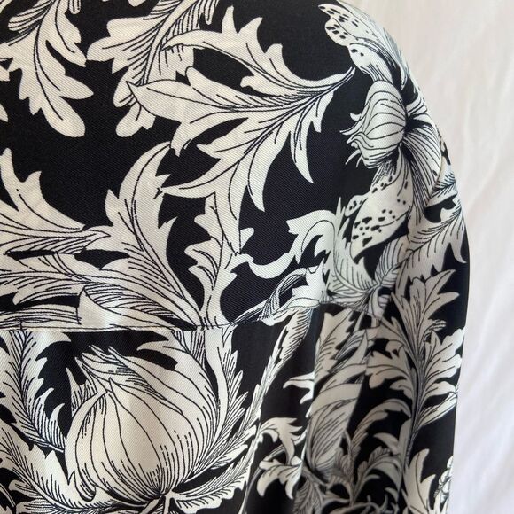 Zara Woman NWOT Black and White Floral Button-Up Belted Straight Dress L - Picture 5 of 6